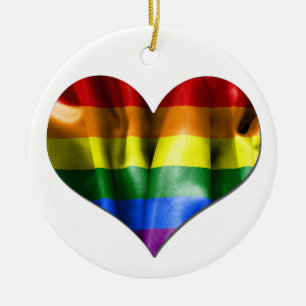 Orgulho gay Love Heart Flag Enfeites de natal Roun