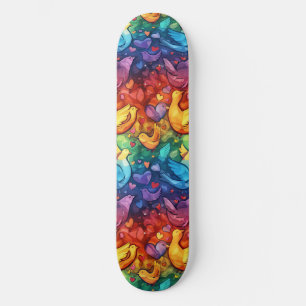 Orgulho gay Rainbow Hearts Doves LGBTQ+ Skateboard