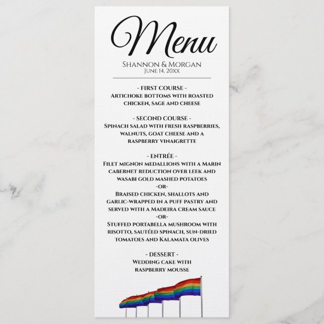 Orgulho gay Rainbow Wedding Menu (Frente)