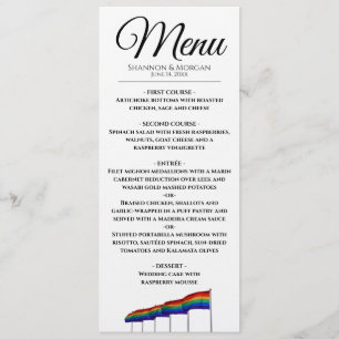 Orgulho gay Rainbow Wedding Menu