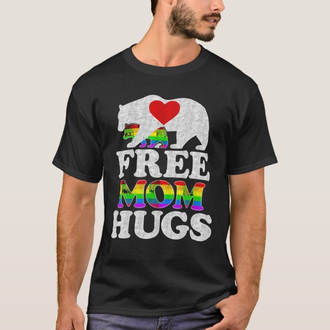 Orgulho LGBTQ Mamãe Livre Mamãe Abraça Camisa Orgu (Frente)