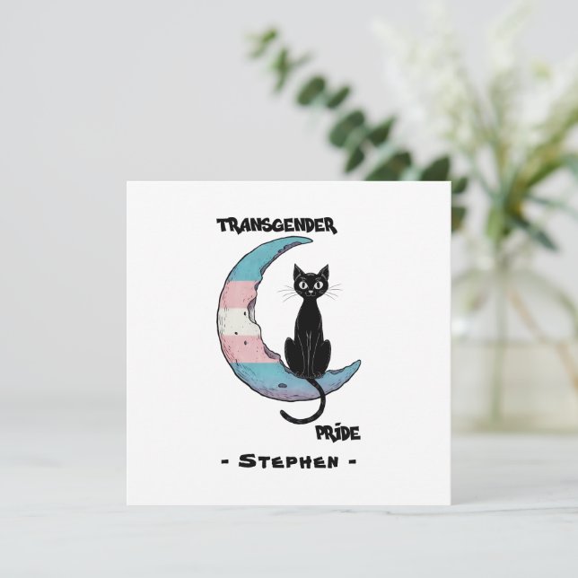 Orgulho Transgênero - Gato Negro na Lua de Sinaliz (Em pé/Frente)