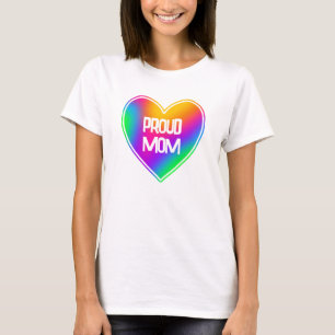 Orgulhosa Mãe Arco-Íris Cardíaco Camiseta Mulher