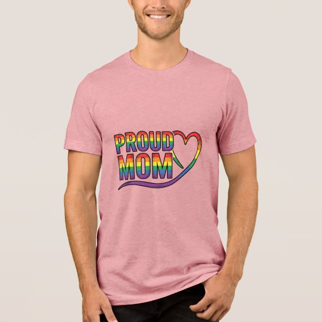 Orgulhosa Mãe Coração Arco-Íris Design de Gravação (Frente)