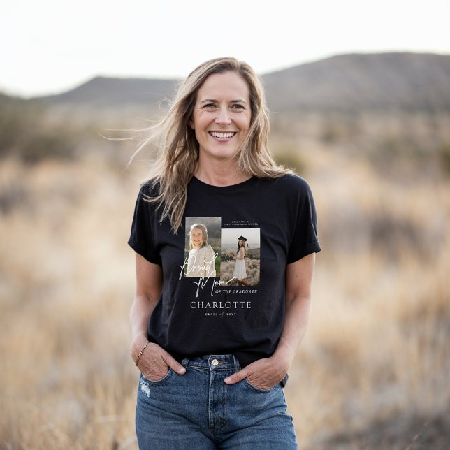 Orgulhosa Mãe do Formando Script Photo Keepsasasaw (Proud Mom of the Graduate Script Photo Keepsake Tri-Blend Shirt)