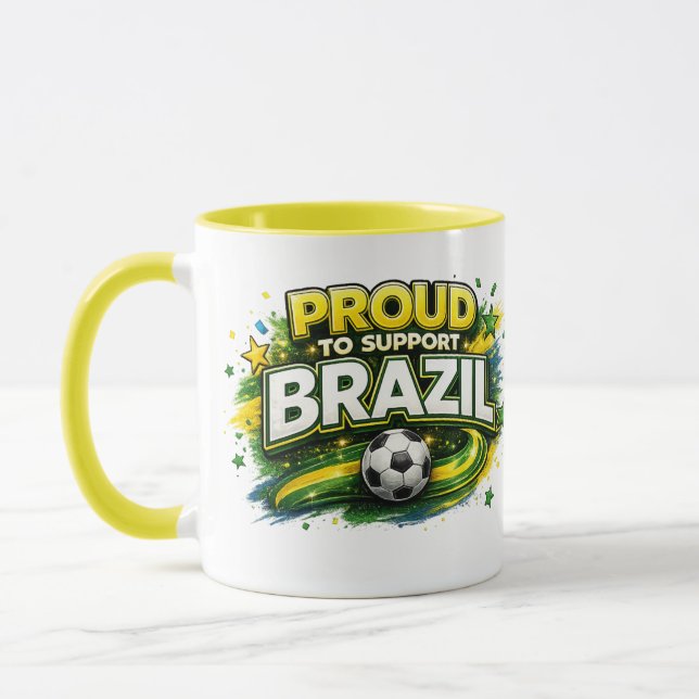 ORGULHOSO DE APOIAR O BRASIL Caneca de Fã de Futeb (Esquerda)