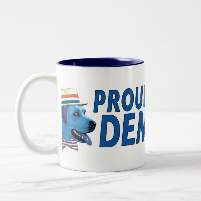 Orgulhoso ser uma caneca azul de Democrata do cão (Esquerda)