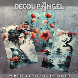Oriental Girl Elegance - Decoupage