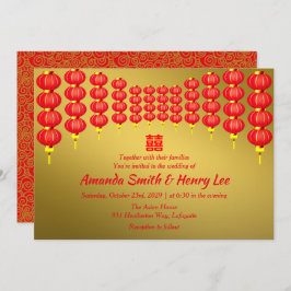 Oriental Red Lanterns Xi Convite para Casamento Ch