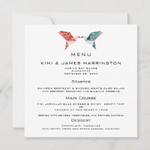 Origami Doves Menu Convite De Casamento