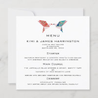 Origami Doves Menu Convite De Casamento