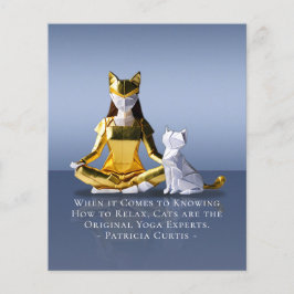Origami Gold Foil Yoga Meditando Mulher-Gato