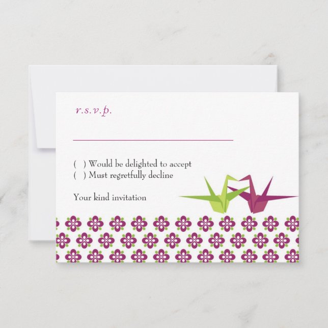 Origami Paper Crane Wedding RSVP (Frente)