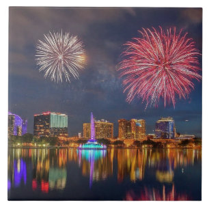 Orlando Florida Lake Eola Fireworks & Fountain