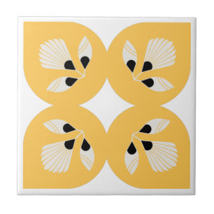 Ornamentado amarelo e preto de flor étnica