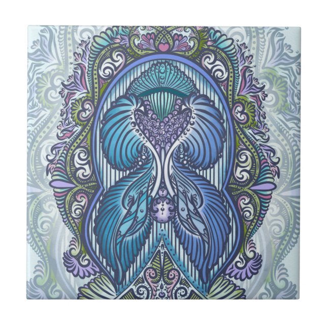 Ornamentado Azul e Teal Mandala Design (Frente)
