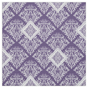 ornamentado barroco roxo Tecido branco Damasco