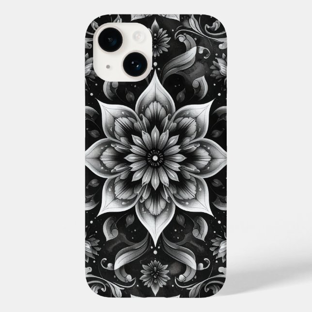 Ornamentado Branco Elegante capas de iphone Floral (Verso)