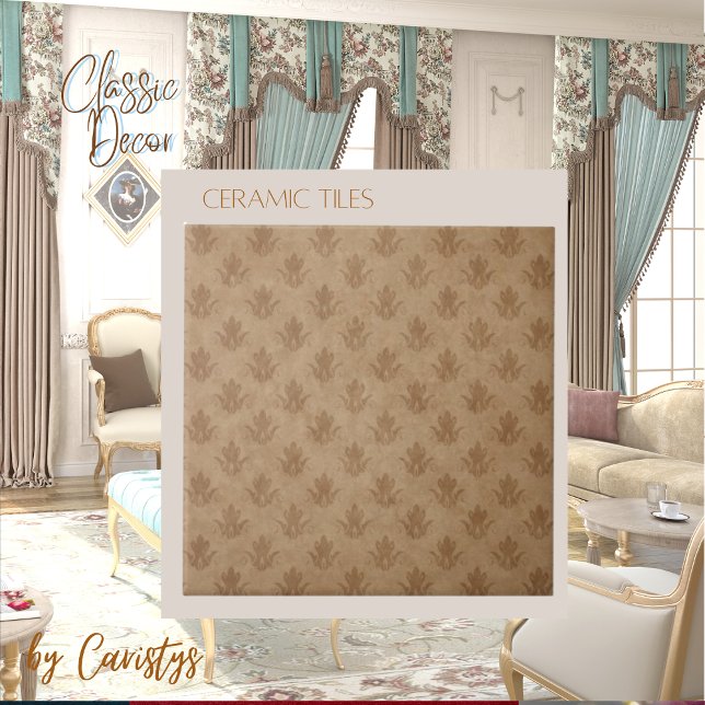 Ornamentado clássico Emblem Brown Taupe Linen (Criador carregado)