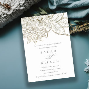 Ornamentado Clássico Paisley Ivory Convite de cas