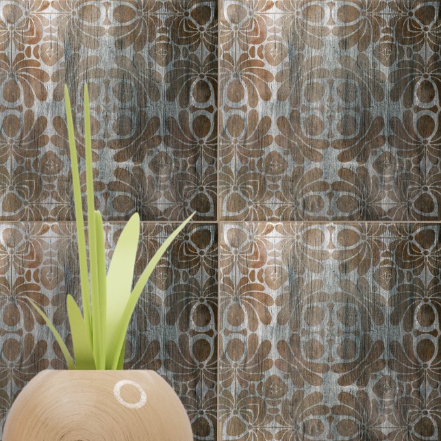 Ornamentado de Damasco Marrom da Réplica de Madeir (Criador carregado)