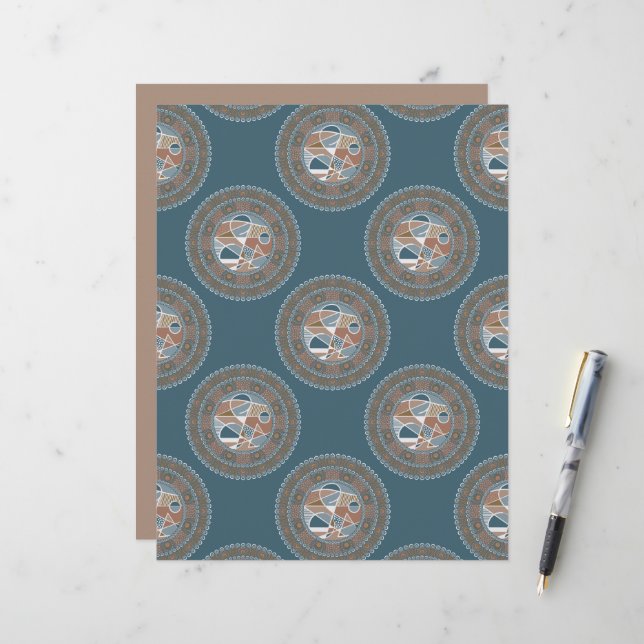 Ornamentado De Destaque abstrato Mandala (Frente/Verso In Situ)