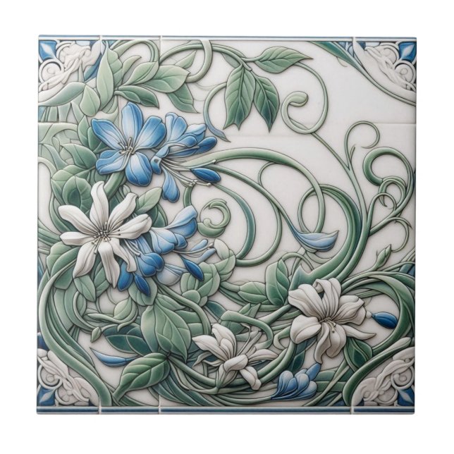 Ornamentado de estilo Vintage Azulejo cerâmico (Frente)