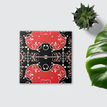 Ornamentado de Folha Elegante Clássico Vermelho e<br><div class="desc">Design de azulejo de cerâmica decorativa vibrante e elegante em vermelho,  preto e branco.</div>