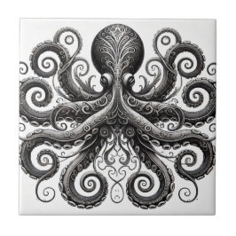 Ornamentado de Octopus Kraken Steampunk Black