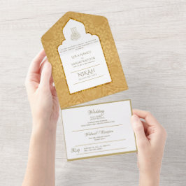 Ornamentado Dourado DO CASAMENTO Islâmico NIKAH WA
