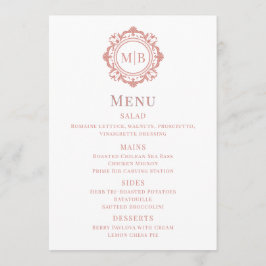 Ornamentado Floral Monograma Menu Casamento Rosa D