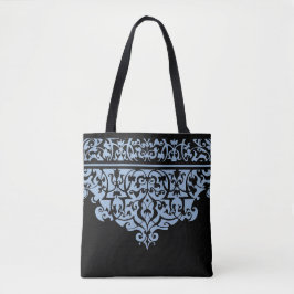 Ornamentado Padrão Azul e Branco Tote Bag Personal