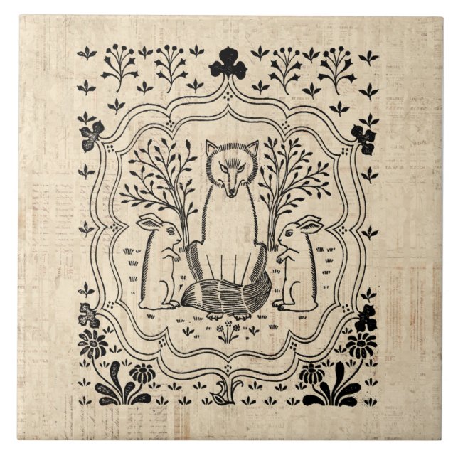 Ornamentado Raposa e Coelhos Coelhos Coelhos Coxas (Frente)