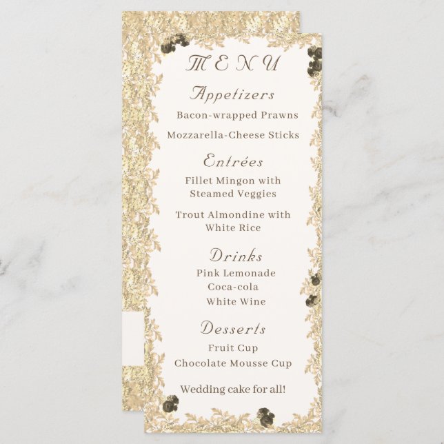 Ornamentado Rosa - Menu plano (Frente/Verso)