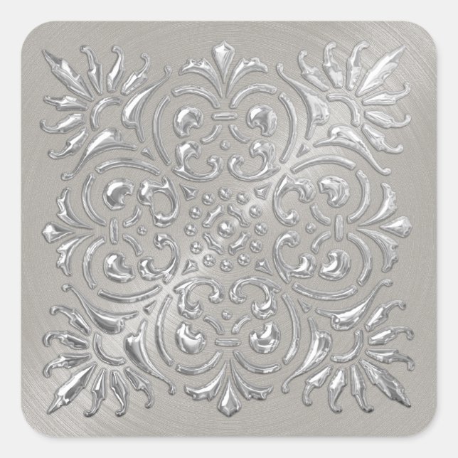 Ornamentado Silver Emboscada Adesivo (Frente)