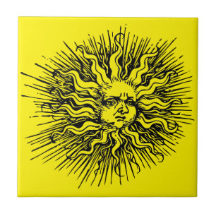 Ornamentado Sun Vintage Azulejo Celestial