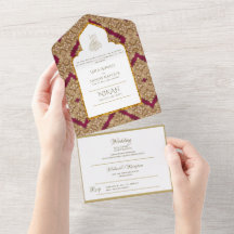 Ornamentado Vermelho Dourado NIKAH WALLIMAH