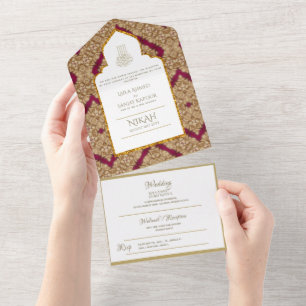 Ornamentado Vermelho Dourado NIKAH WALLIMAH