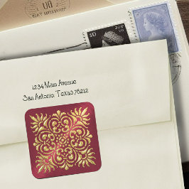 Ornamentado Vermelho e Dourado adesivo