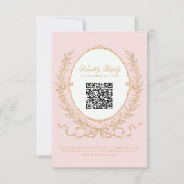 Ornamentado Vintage Pink Paris QR Code RSVP Card