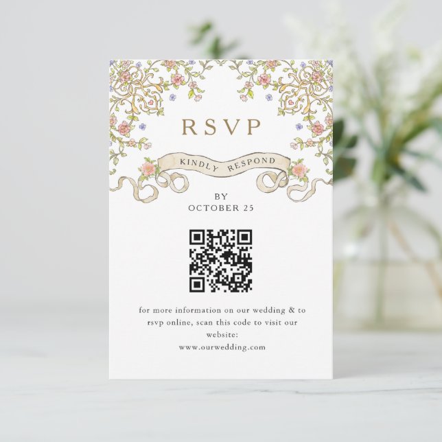 Ornamentado vitoriano Grace Floral Wedding RSVP Có (Em pé/Frente)