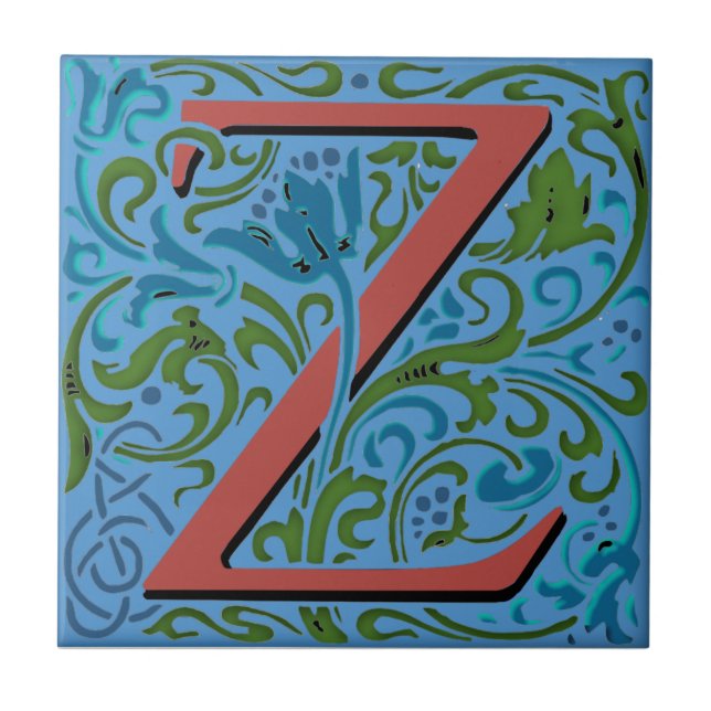 Ornamentado Wm Morris Letra "Z" inicial Azulejo ce (Frente)