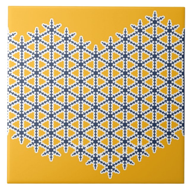 Ornamental, amarela, marinho azul, branca, padrão (Frente)