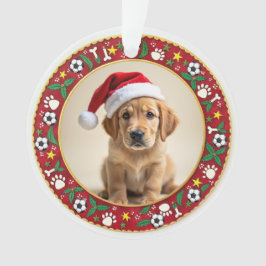 Ornamento 1º Natal 2 lados Patas & Azevinho