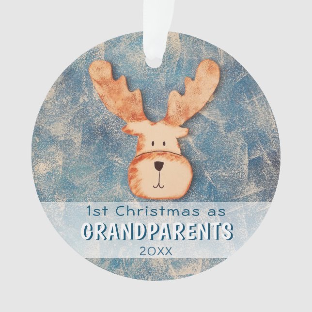Ornamento 1º Natal como Avós Festa de Veado Fofo (Frente)