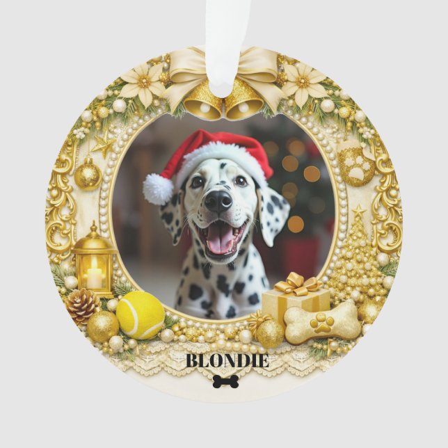 Ornamento 1º Natal Patas & Presentes Primeiro Natal (Frente)