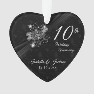 Ornamento 10º aniversário de casamento Floral KeepsasaDesign