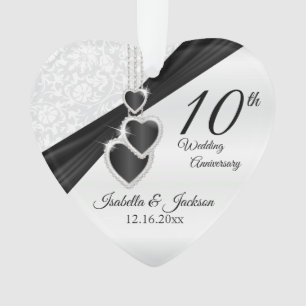 Ornamento 10º Design de Keepsaokie de Aniversário de Casam