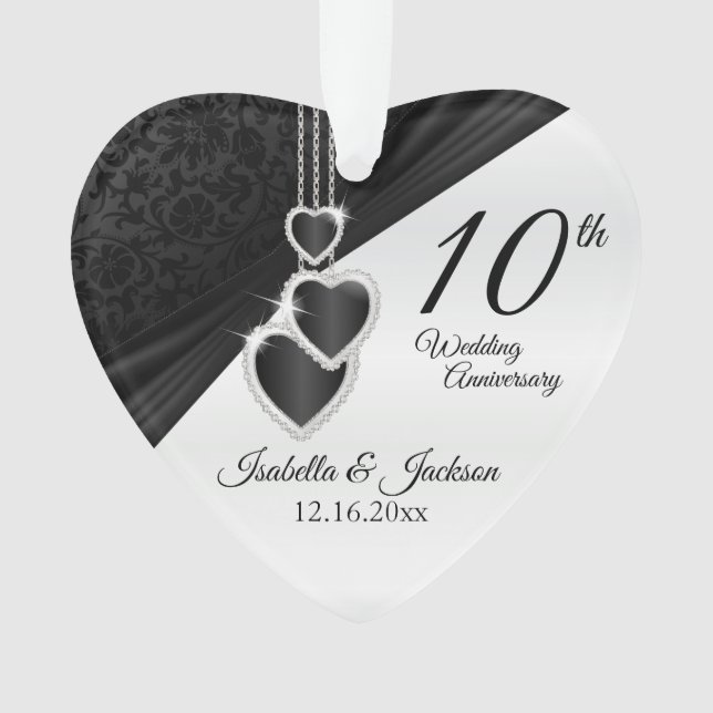 Ornamento 10º Design de Keepsasasaame do Casamento Onyx (Frente)