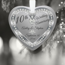 10th Wedding Anniversary Silver Diamonds Keepsake